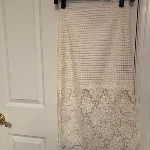 Long White Lace Skirt